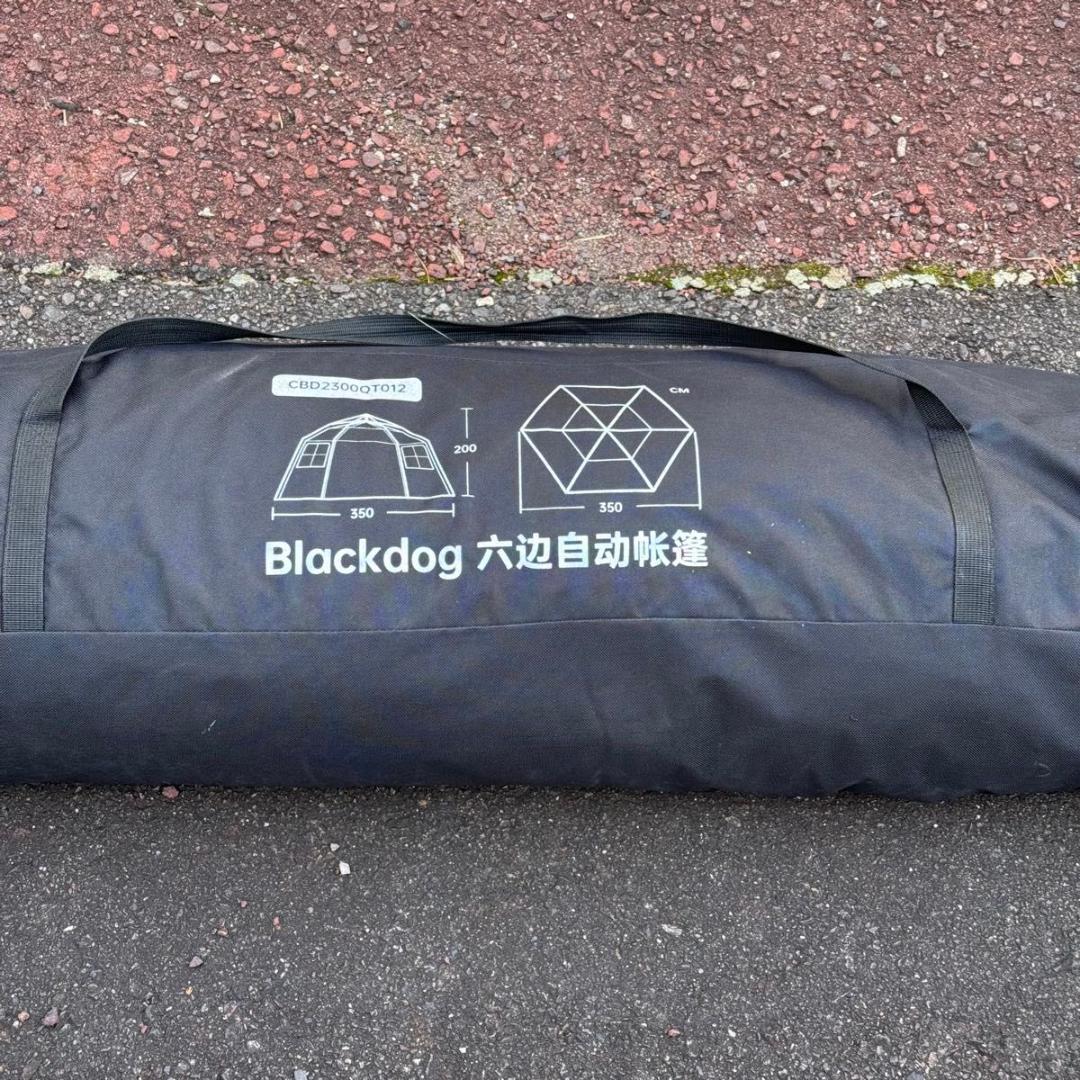 BLACKDOG ヘキサゴン 自動テント 6〜8人用／ブラック／ワンタッチ