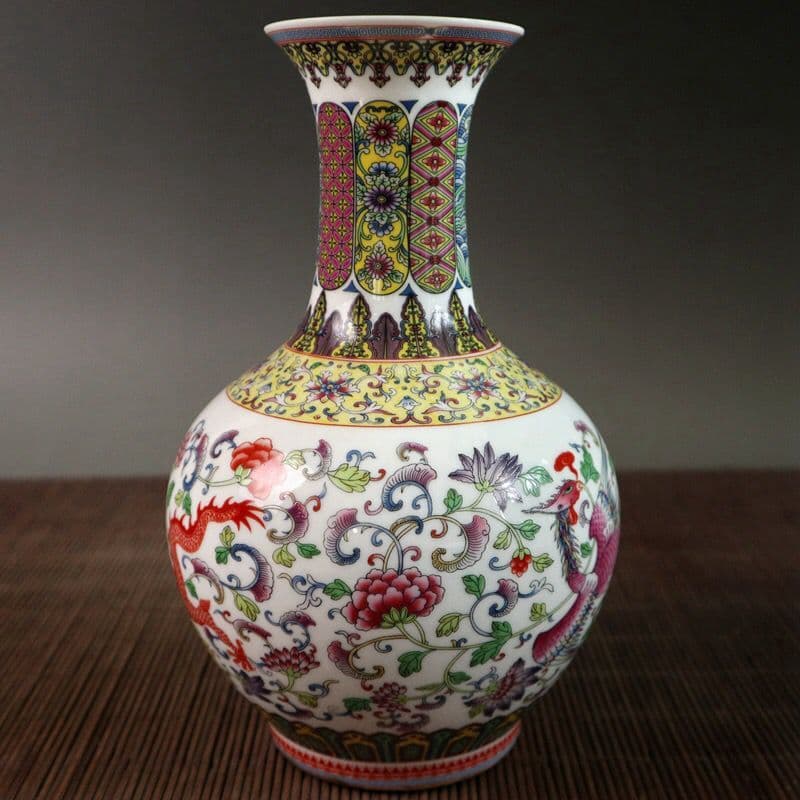 大清乾隆龍鳳瓷花瓶 装飾品 現代工芸品 美術品 置物