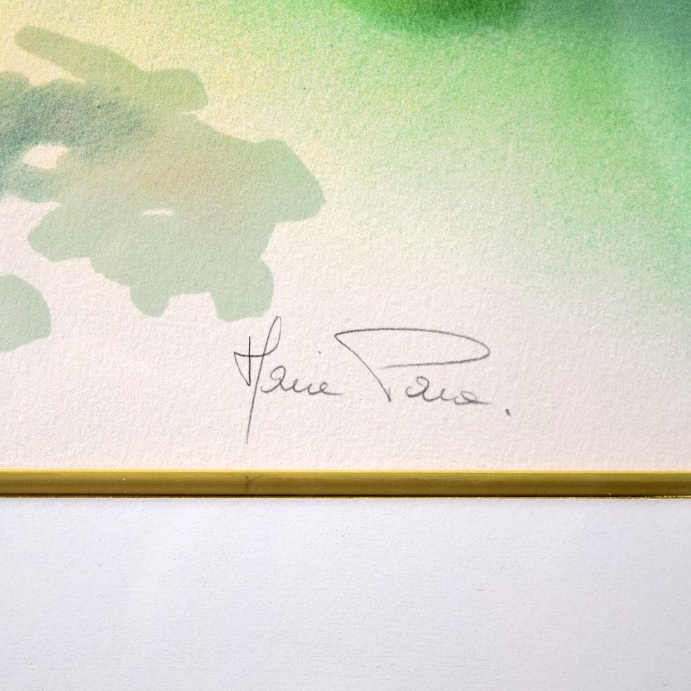 フランス画家 マリー・パラ 芳薬の花篭 水彩画 額装 絵画