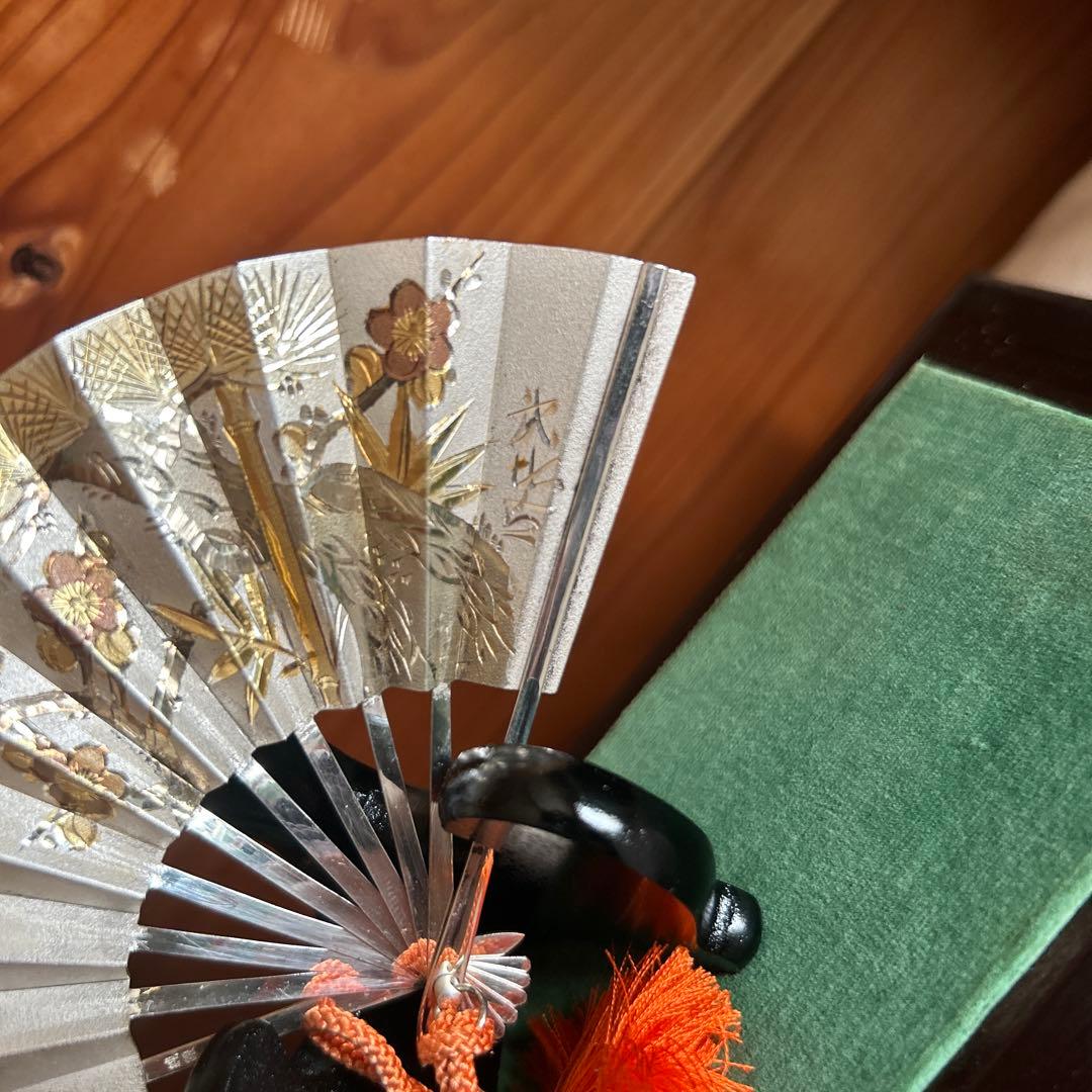 値下げ中　武比古作　純銀扇子　飾り扇　松竹梅　4.5号