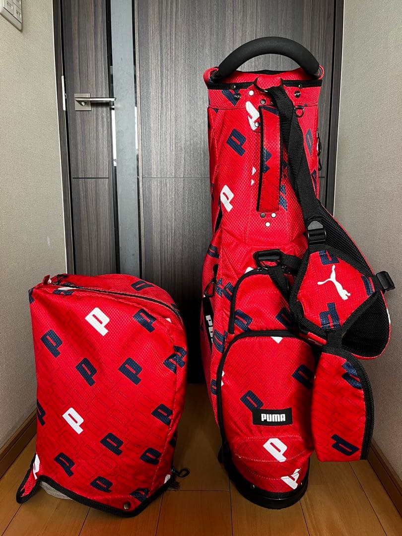 美品PUMAプーマ　スタンド式キャディバッグ 軽量2.8kg Pグラフィック