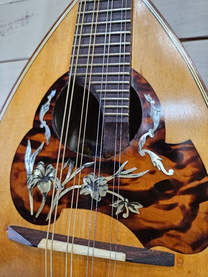 ラファエレ カラーチェ マンドリン 白蝶貝装飾 象嵌 べっ甲 1974年製