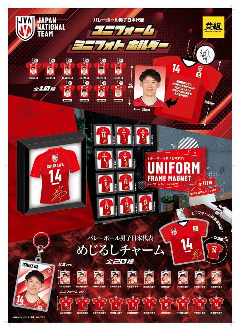 バレーボール男子日本代表　ユニフォームフレームマグネット