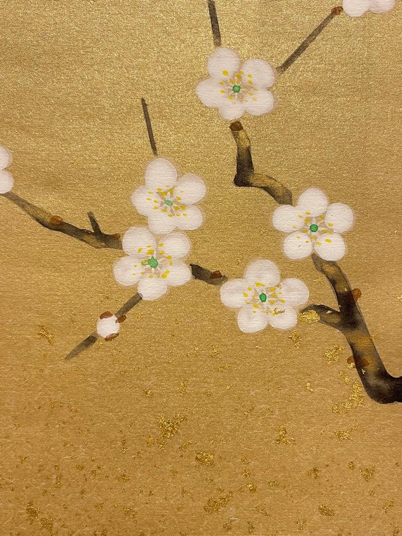 金武翠輝 肉筆 「六瓢福雀」 日本画 絵画 瓢箪 掛軸 掛け軸 花鳥 アート