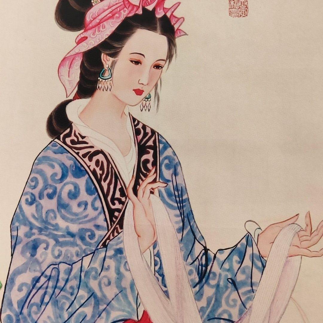 中国美術品・古代名家唐寅氏書画・水彩書画【四大美女】図・書画巨家・掛け軸・骨董