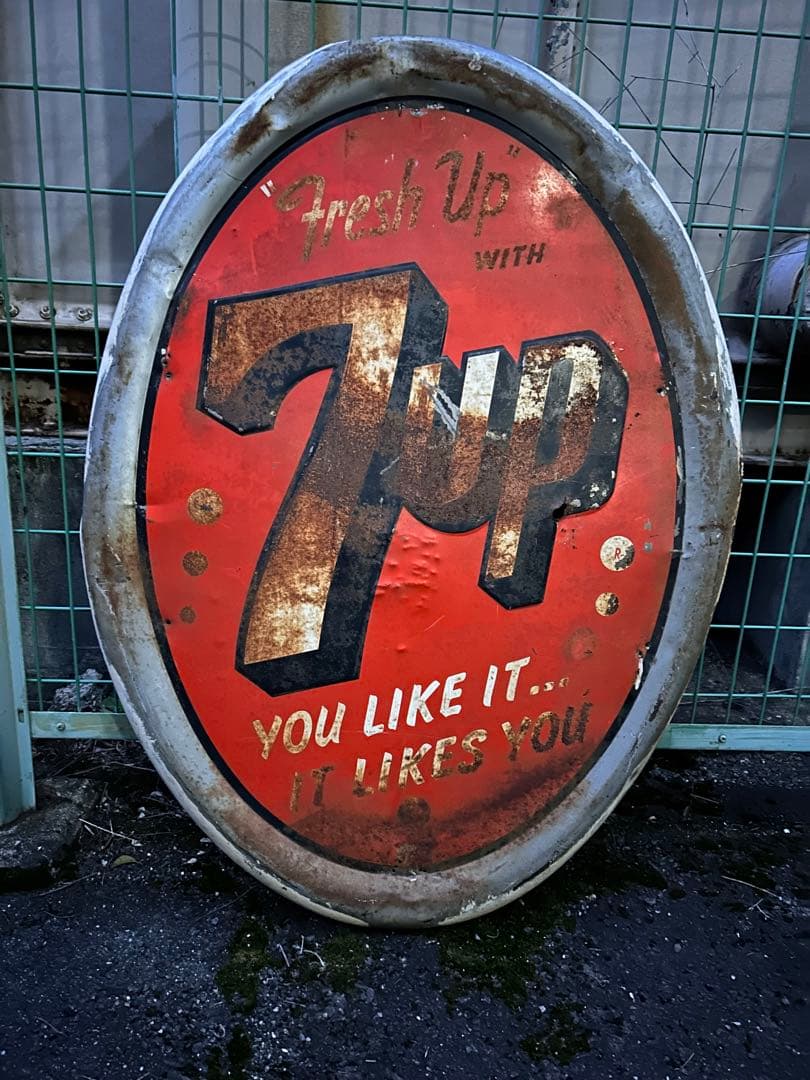 ★7up 看板★ビンテージ　ホーロー看板　セブンアップ　7UP