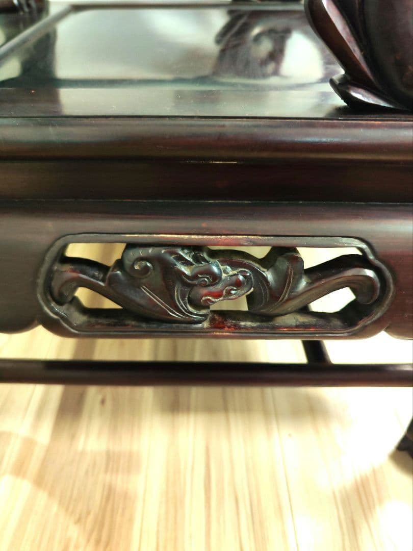 残り2脚　希少骨董　 大理石インレイ椅子　玉座　宮廷　紅木　紫檀　黒檀花梨李朝①