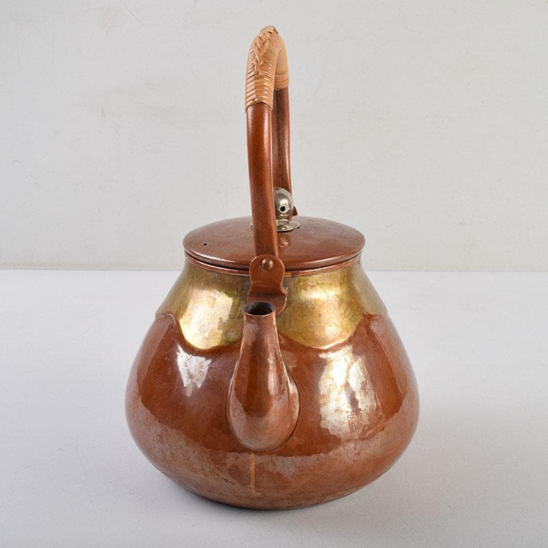 煎茶道具　銅製　銀摘　湯沸　水注　時代箱　U　R9474H