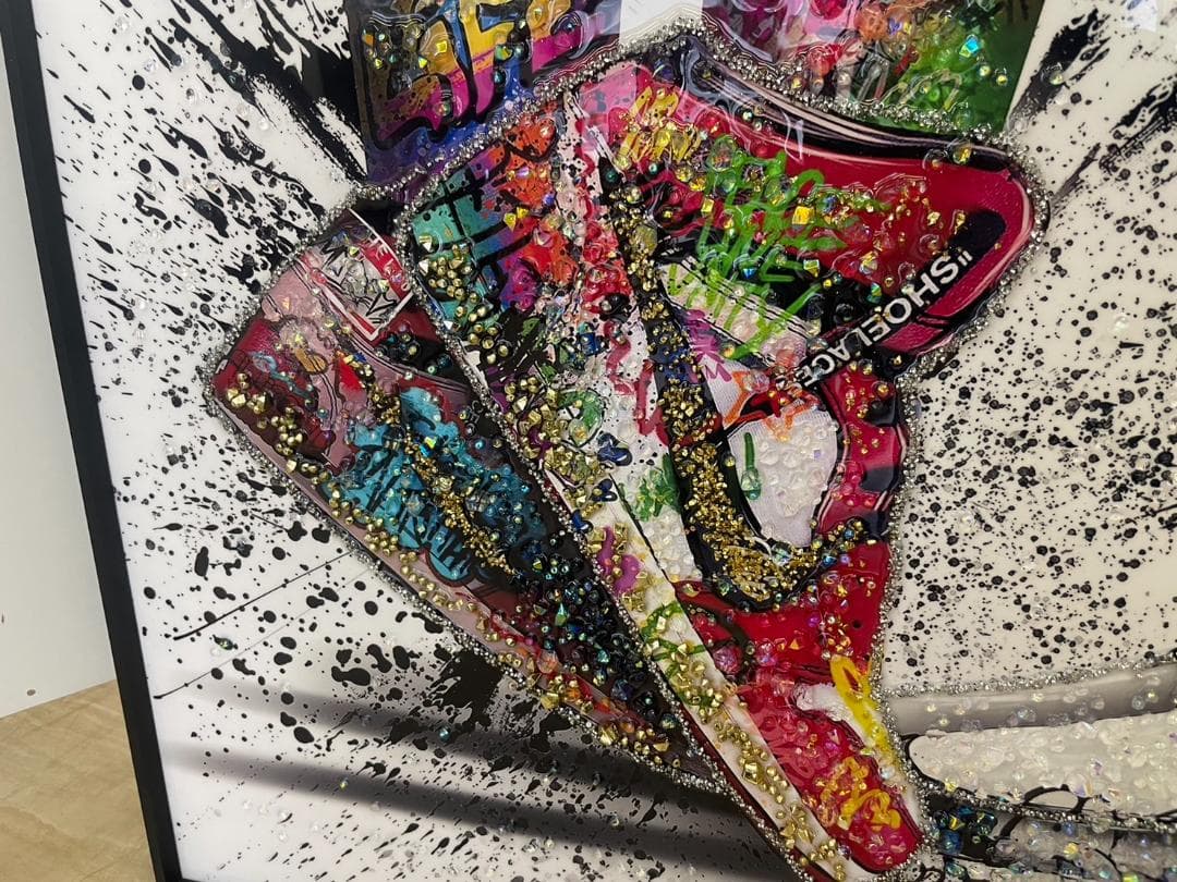 水晶絵　ナイキ　NIKE　スニーカー　アート　アートパネル　絵画　額縁　キラキラ