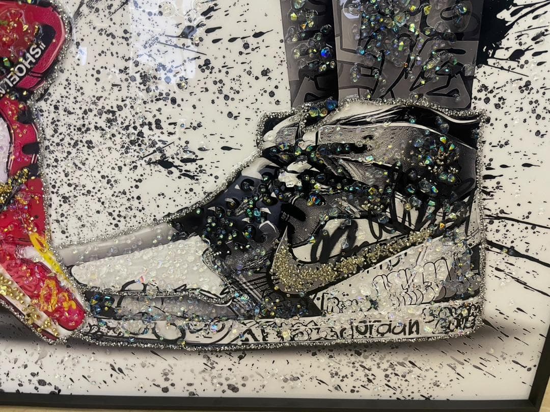 水晶絵　ナイキ　NIKE　スニーカー　アート　アートパネル　絵画　額縁　キラキラ