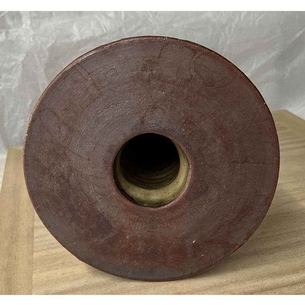 p009 松古窯 佐久間芳山 鍔花入 共箱 高さ 花入 五月節句 刀の鍔 の形