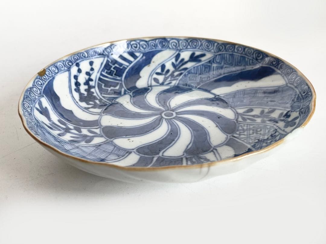 中国骨董　アンティーク　祥瑞　捻文様　縁錆　五寸皿　銘々皿　景徳鎮　古染付