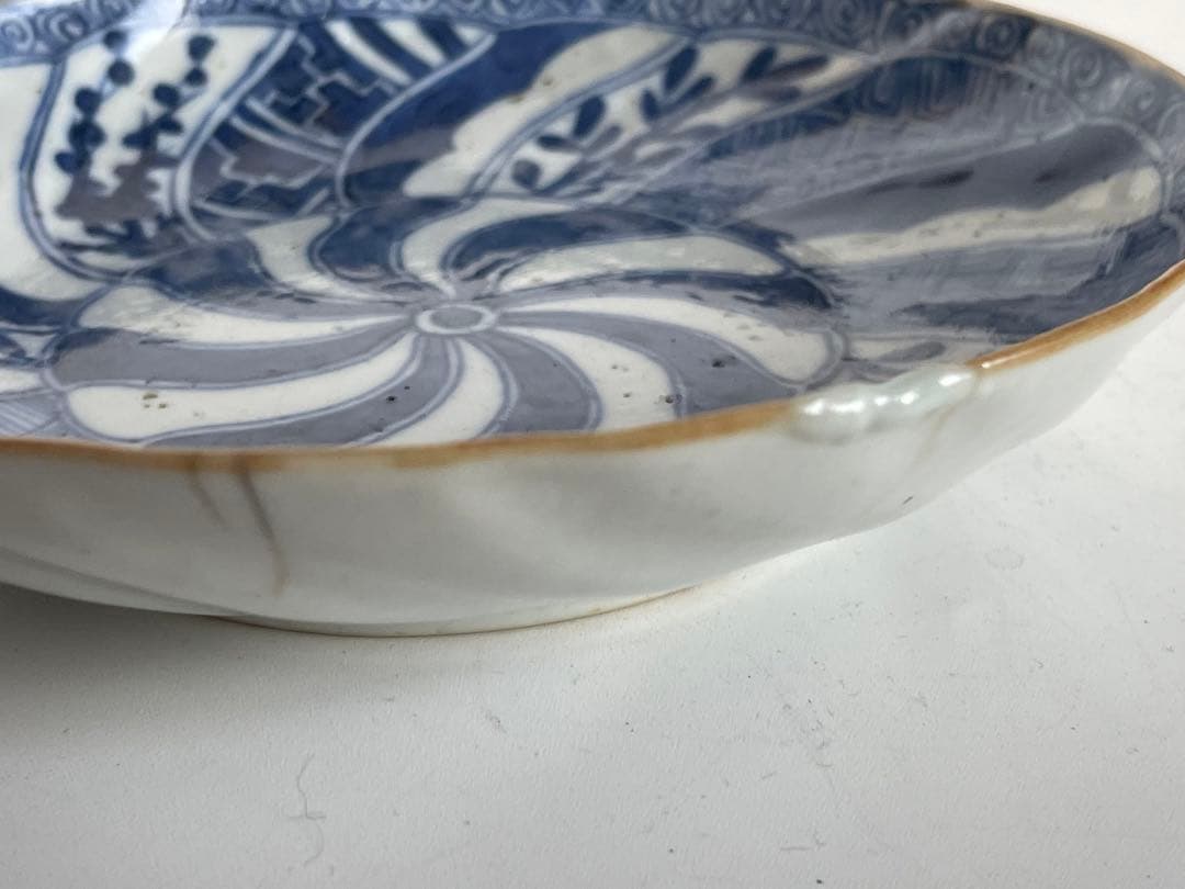 中国骨董　アンティーク　祥瑞　捻文様　縁錆　五寸皿　銘々皿　景徳鎮　古染付