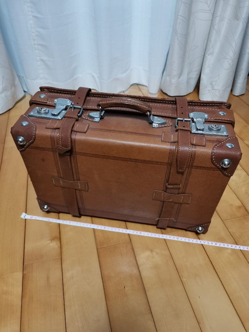 【お値打ち】アンティークレザートランク重厚収納ケースヴィンテージ　昭和レトロ
