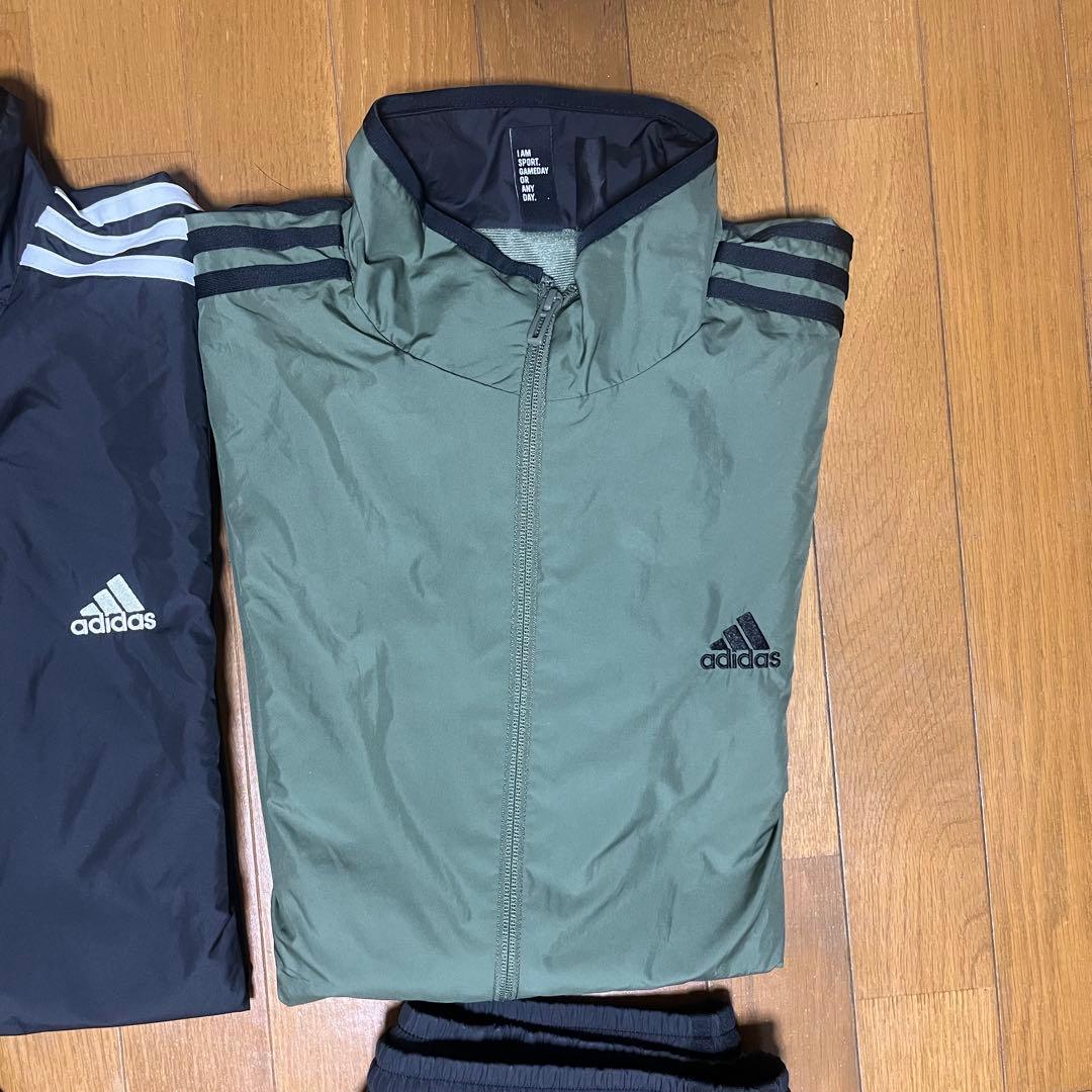 adidas ウィンドブレーカー上下セット 黒 オリーブ