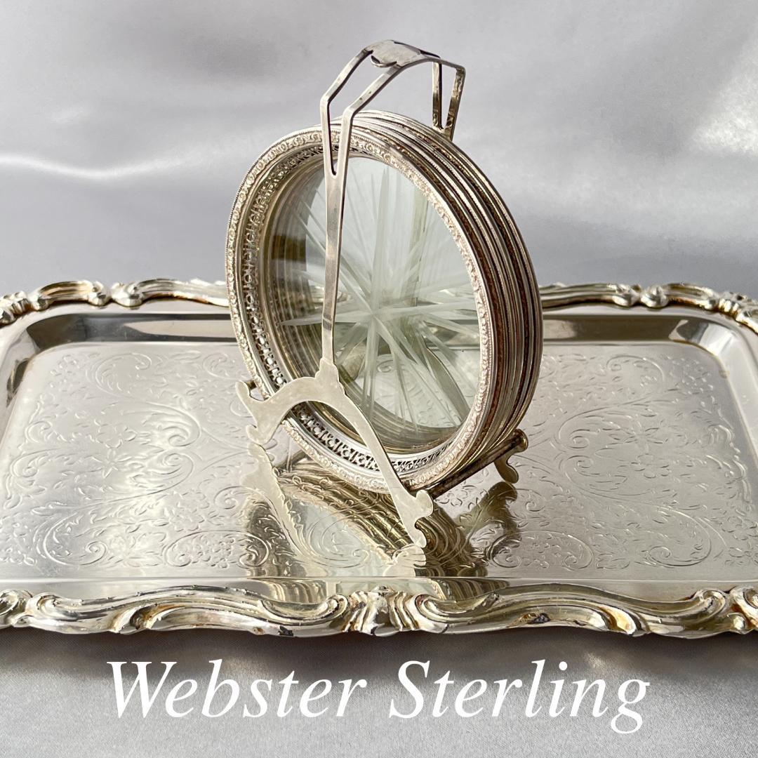 【Webster】【純銀 / ガラス】 透かしのコースター 6枚 スターリング