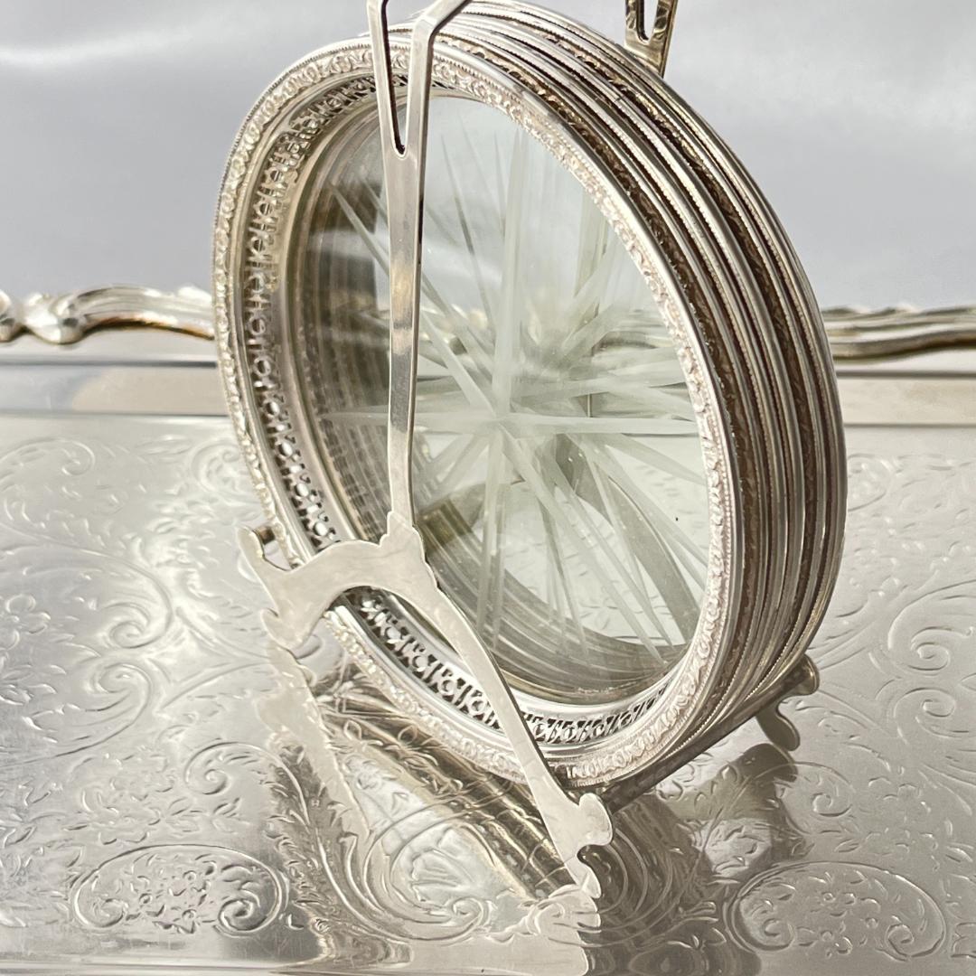 【Webster】【純銀 / ガラス】 透かしのコースター 6枚 スターリング