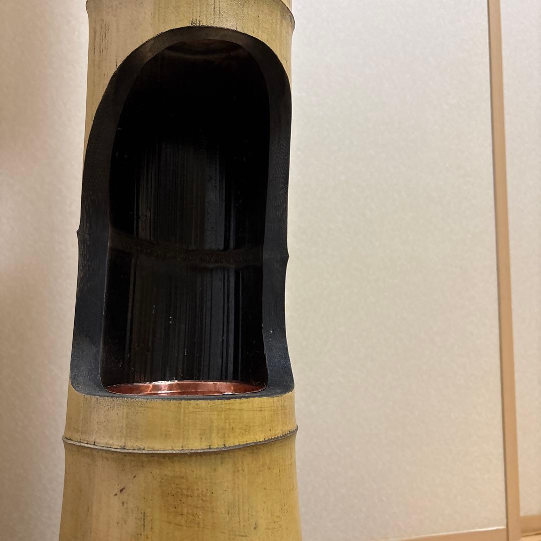 50 美品　根付き　三重切り　三重切　 生け花　生花　竹花入れ　竹筒　華道具