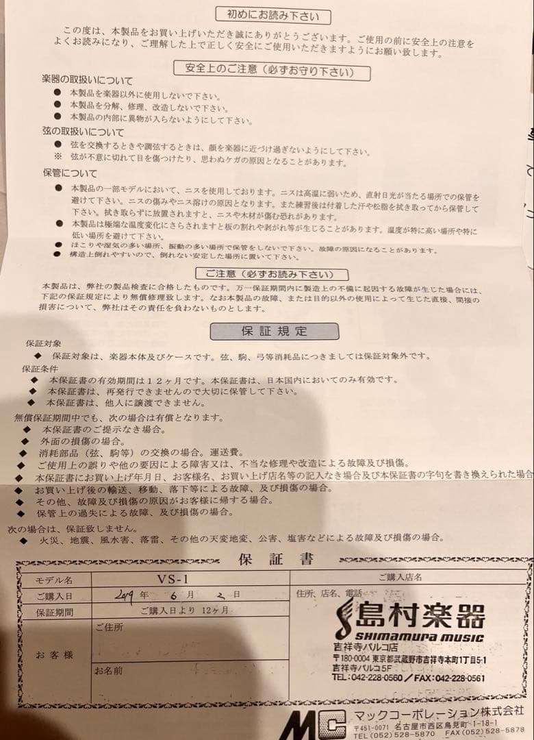 【美品】カルロジョルダーノ　バイオリンセット　VS-1　3/4