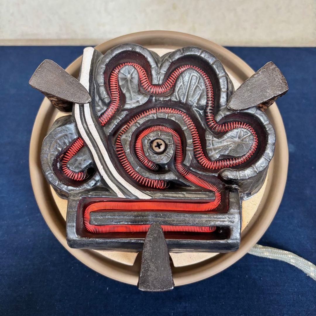 風炉 茶釜 電熱器 唐銅面取風炉 志きの釜 野々田製電熱器 敷板 底瓦 茶道具