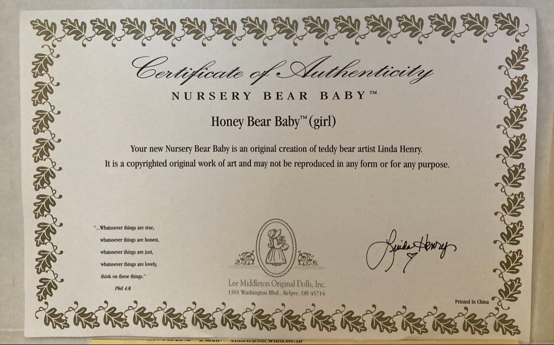 リー ミドルトン オリジナルドール テディベア クマ ぬいぐるみ
