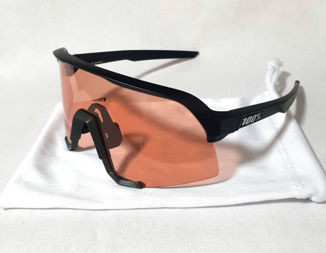 100% S3 カスタム ブラック x コーラル ワンハンドレッド サングラス