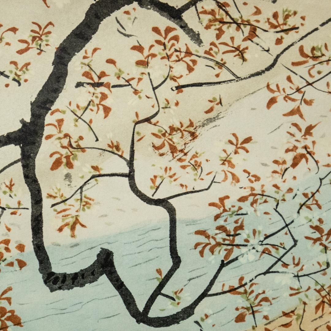 掛軸-1433　川合玉堂　春流　ぎょうせい　印刷工芸作品