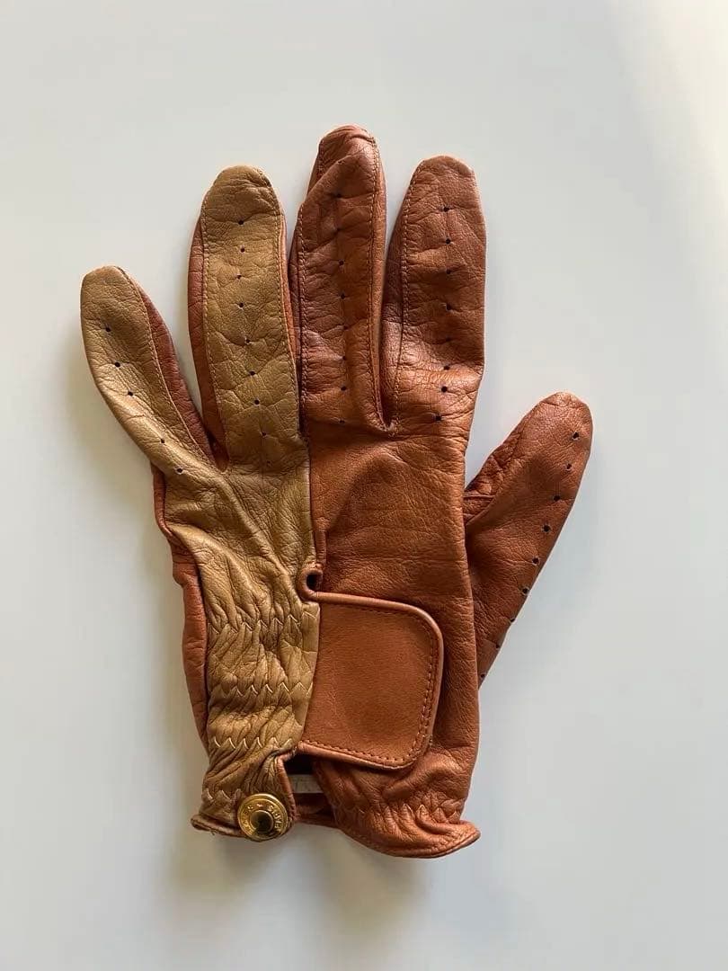 HERMES ブラウン レザー グローブ