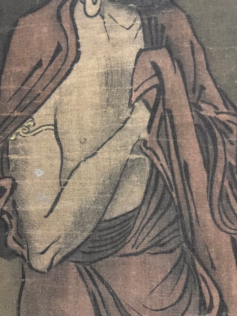 掛軸 [出山釈迦図]絹本複製画　仏画 絹本　合わせ箱付