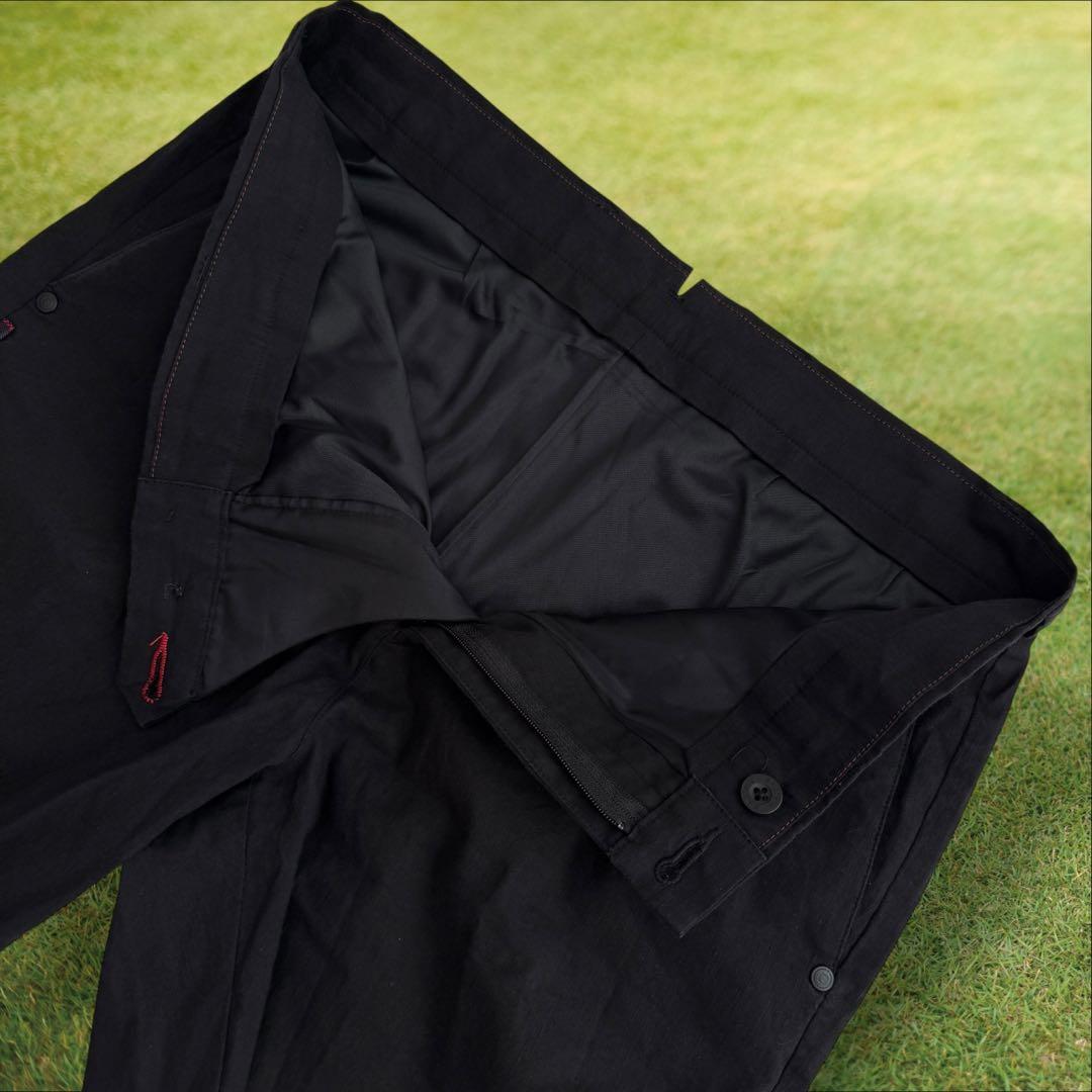 リネン混　ブリーフィング　ハーフパンツ　短パン　M 黒　ブラック　ゴルフ