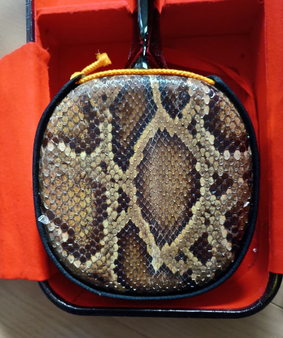 ヘビ皮 三味線本体 3弦 ケース付き