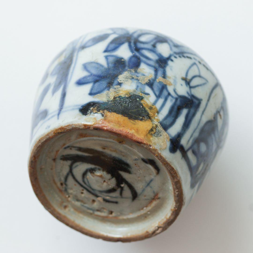 古染付　小壺　中国陶磁器　青花　青華