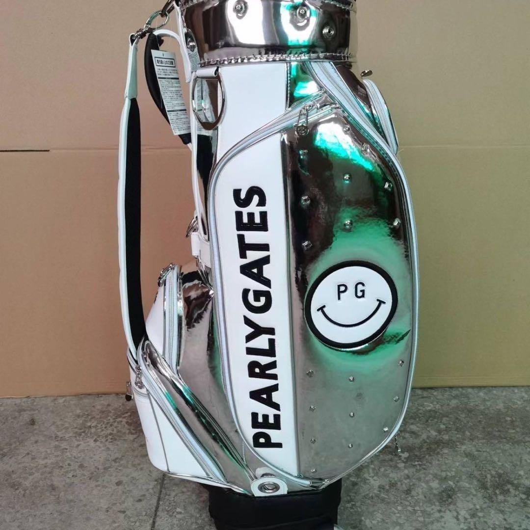 PEARLY GATES キャディバッグ ホワイト/シルバー　合成革