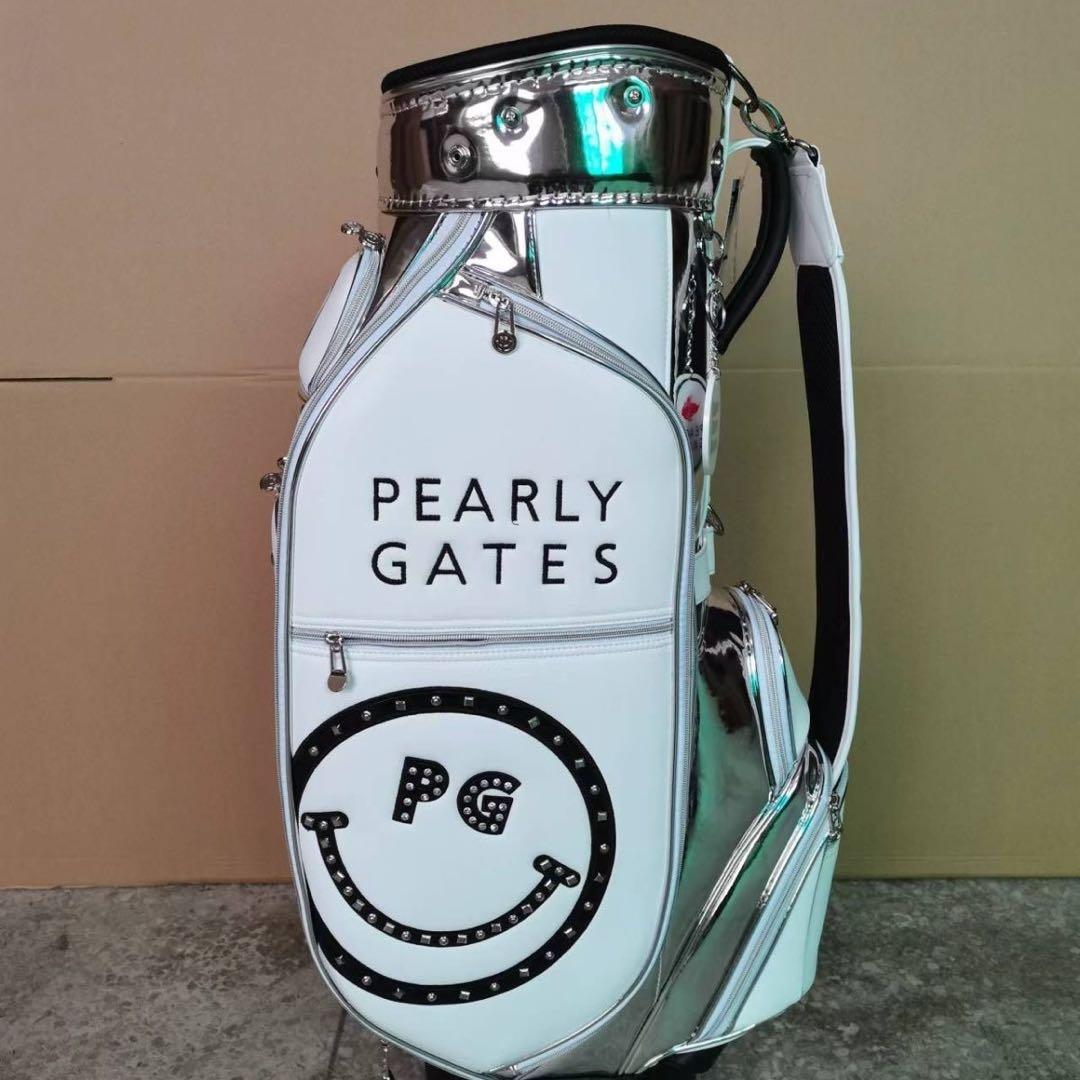 PEARLY GATES キャディバッグ ホワイト/シルバー　合成革