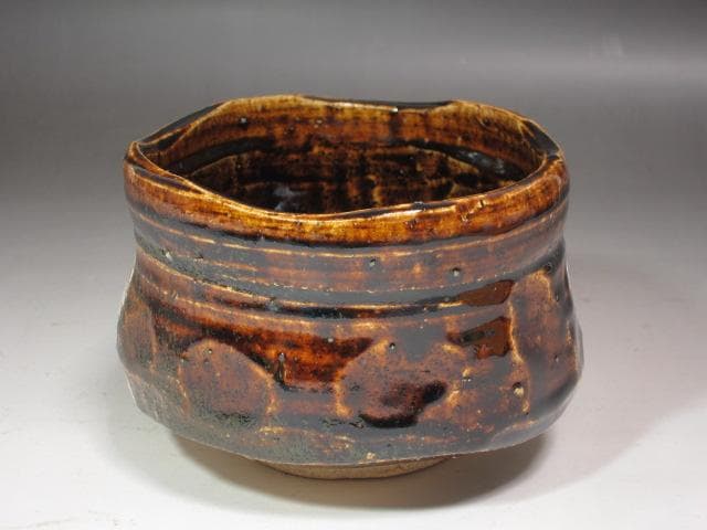 ★　若尾利貞　織部茶碗　斬新なデザインの一品★x583