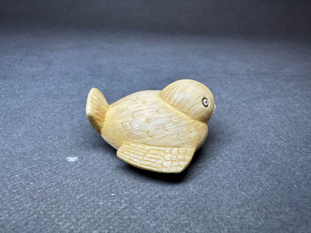 根付　福良雀　古美術品　 置物　細密細工　骨董　アンティーク　彫刻 工芸品