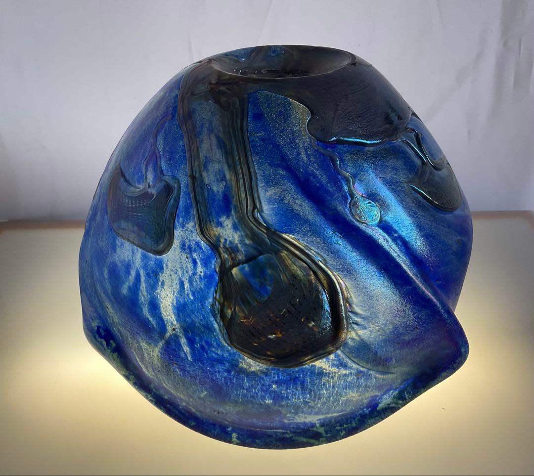 ジャンクロードノヴァロ(仏)1985年フラワーベース(ガラスアート・オブジェ)