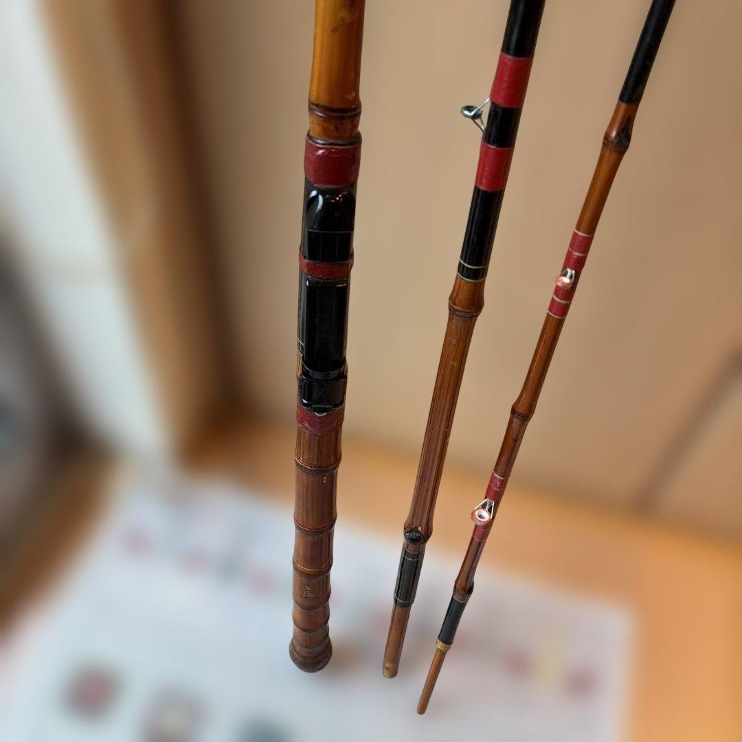 手作り　名入り　骨董　和竿　全竹　落し込み　へチ竿 270、9尺