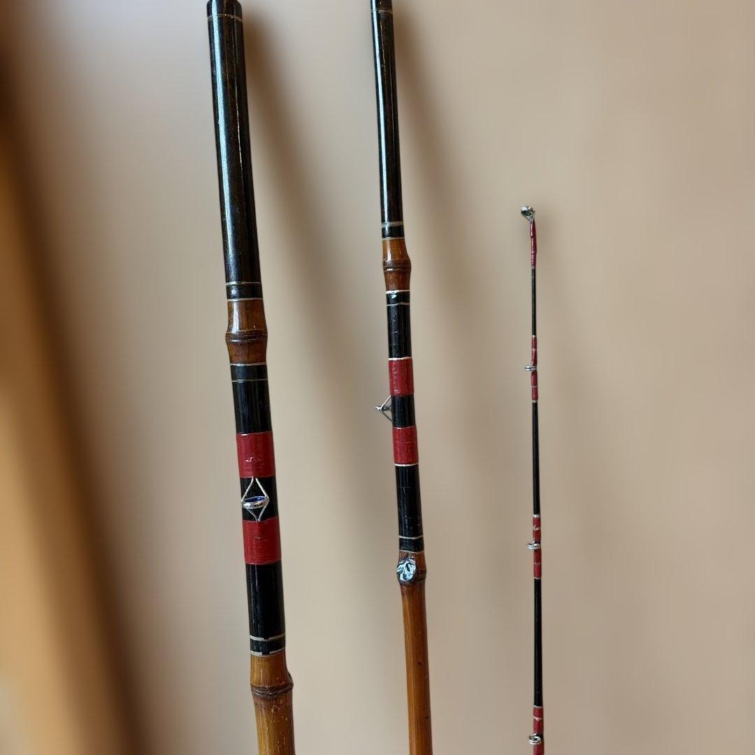 手作り　名入り　骨董　和竿　全竹　落し込み　へチ竿 270、9尺