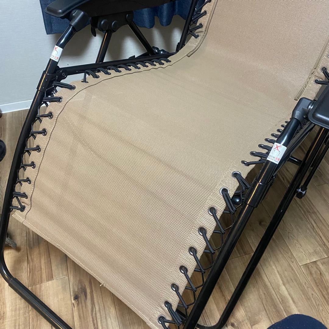 Coleman リクライニングチェアベージュ　ドリンクホルダー付★引き取り限定★