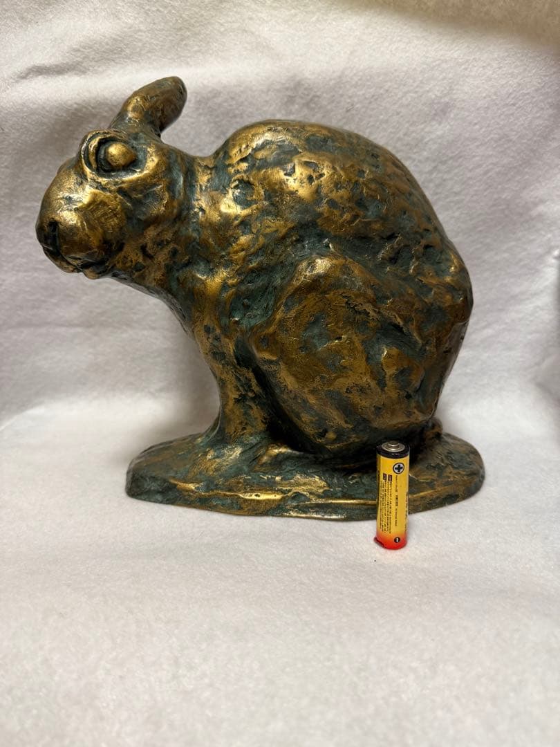 迫力あり！ 本物 有名彫刻家 北村西望 兎 うさぎ ブロンズ像　爽風
