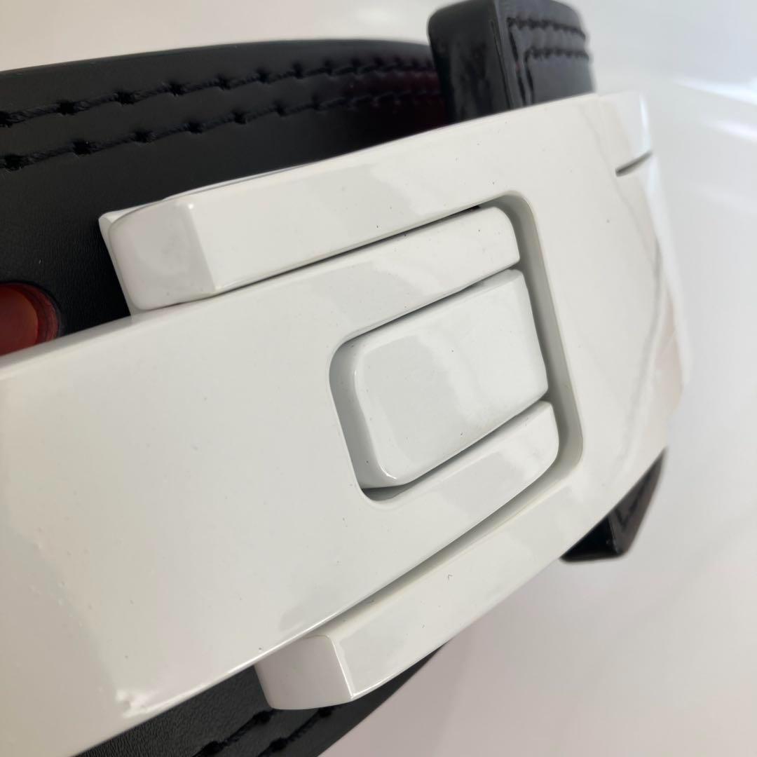 パワーベルト レバーアクション Lサイズ 本革 黒×裏地赤 バックル白 可変式