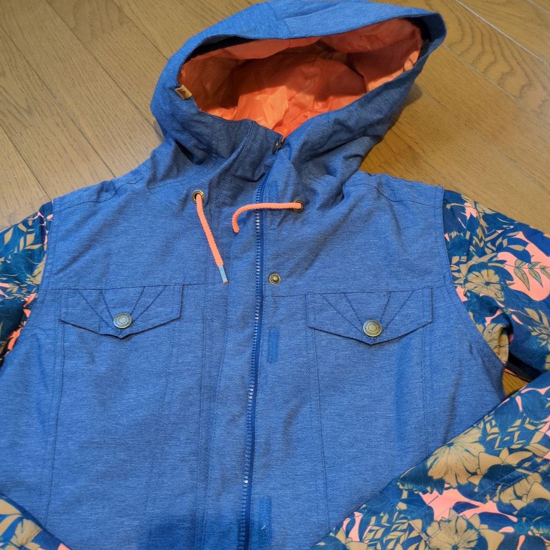 【美品】ROXY　スノボウェア　上下セット　総柄　デニム風　イエロー　Ｓ