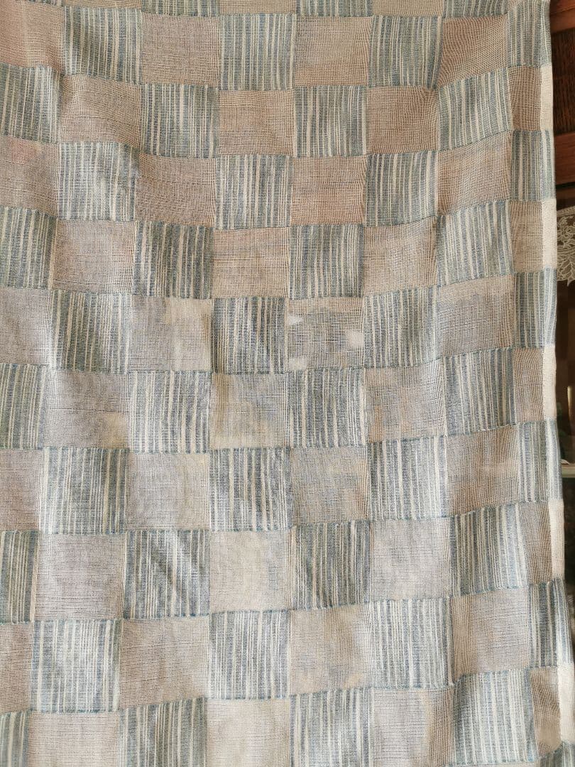 英国ヴィンテージ ノッティンガムレース最高峰マドラスカーテン ダミエ市松格子模様