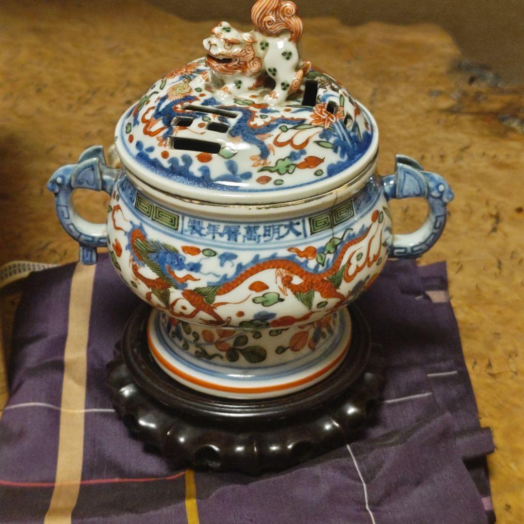 中国美術大明萬暦年製 香炉　箱付　鉄瓶銀瓶茶道具急須掛軸書道具