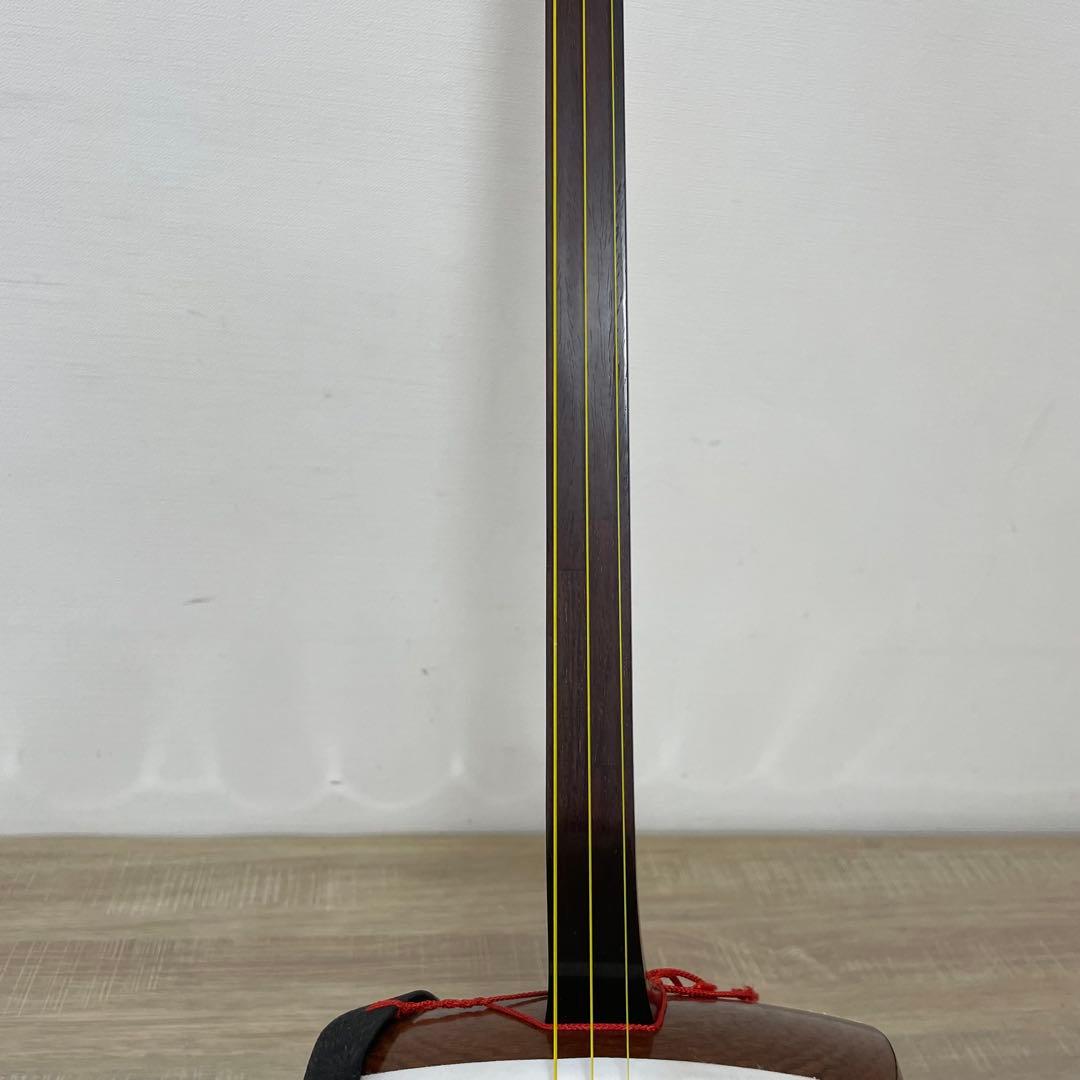 ★良品★ 三味線 細棹 紫檀 丸打胴 和楽器　長唄　人工皮　新品弦交換済み♪