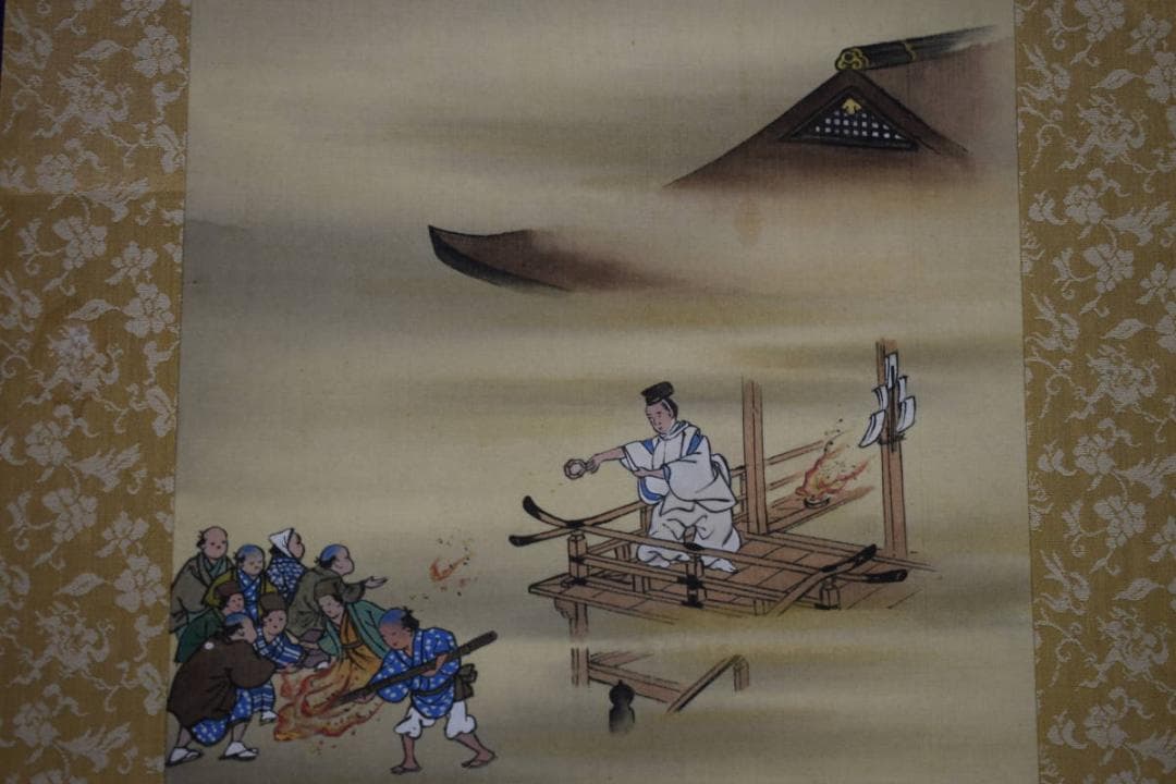 真作/耕山/神事図/布袋屋掛軸HE-894