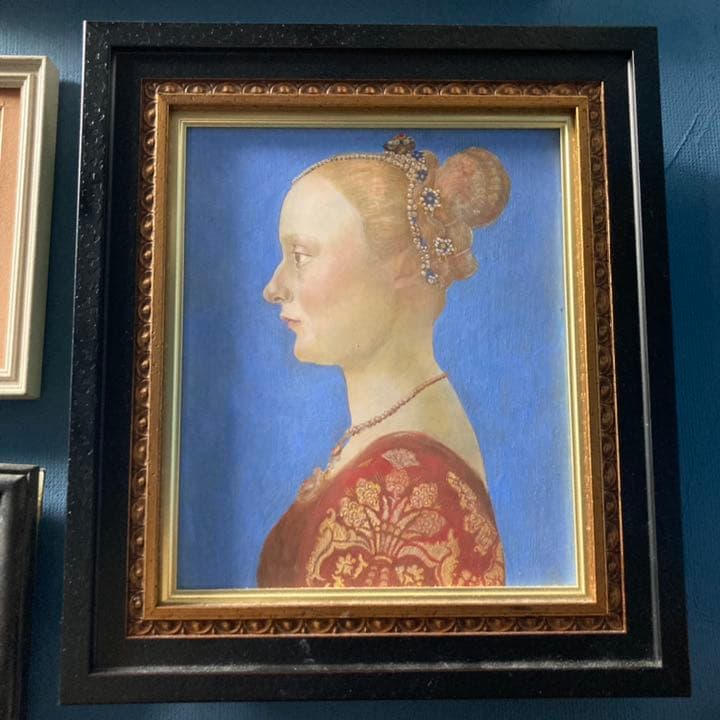 肖像画　テンペラ画　女性の横顔