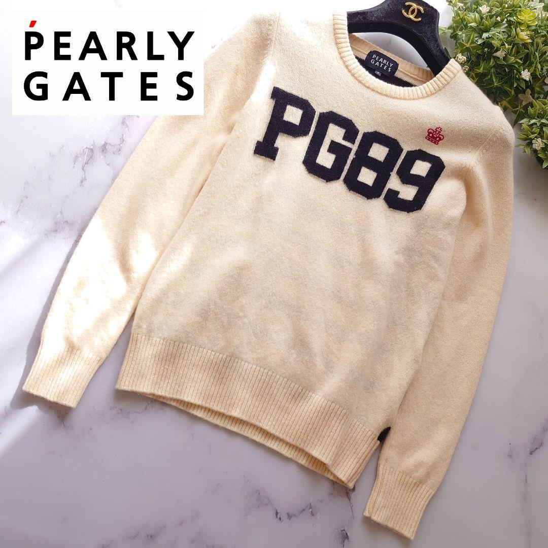 パーリーゲイツ カシミヤ 長袖セーター ニット ビッグロゴ ボーダー S相当