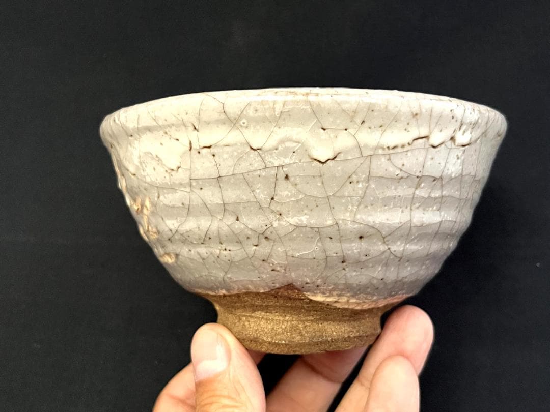 茶碗■古鼠志野 江戸期 葉紋 抹茶碗 古美術 時代物 骨董品 アンティーク■